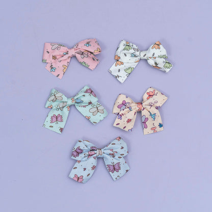 Floral Printed Bow Hair Clip (10Pcs) - UBKWS2565