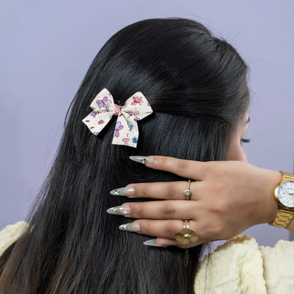 Floral Printed Bow Hair Clip (10Pcs) - UBKWS2565