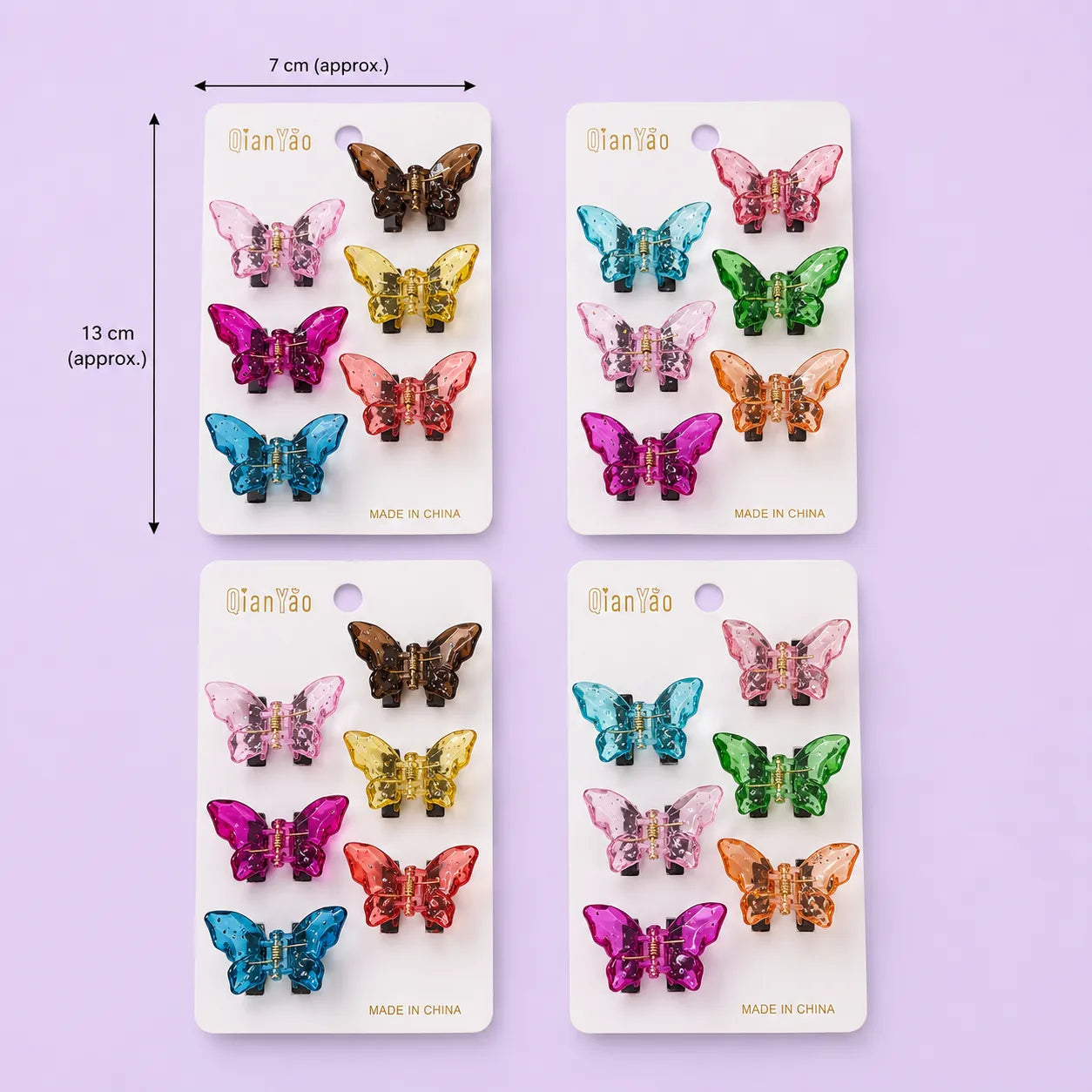 Mini Butterfly hair claws card (1Dz) - UBKWS2945