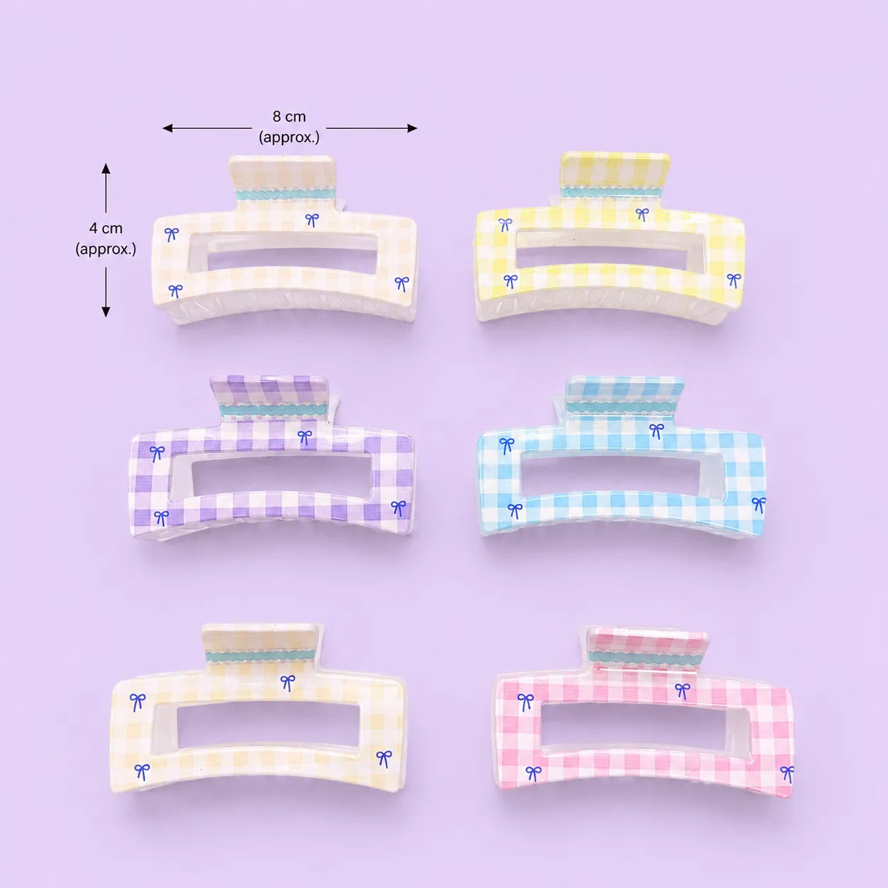 Printed Gingham Hair claw (1Dz) - UBKWS2050