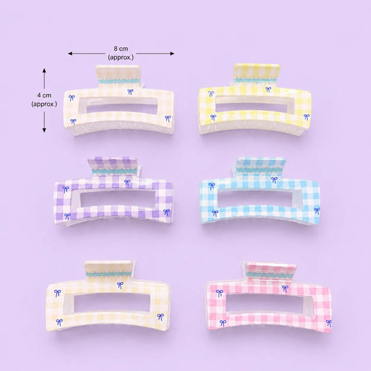 Printed Gingham Hair claw (1Dz) - UBKWS2050