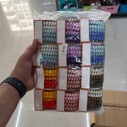 Glossy Spiral Hair Rubber Band (Pack of 12) - UBKWS760