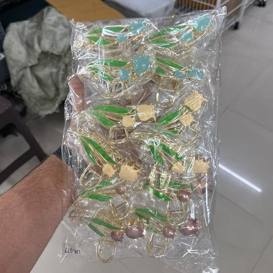 Tulip Pearl Metal Hair Clip (12Pcs) - UBKWS1242