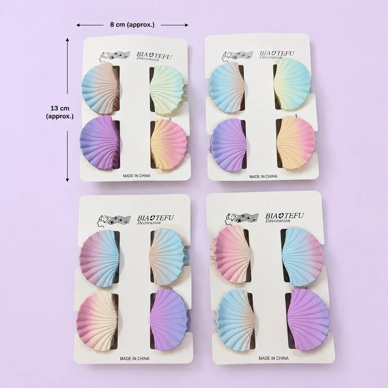 Mini Gradient shell hair claw card (1Dz) - UBKWS2932