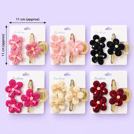 Crochet Flower Hair Claw with 2 Pins Set – UBKWS4291