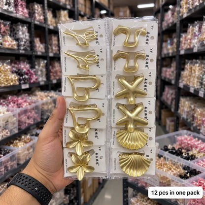 Metal matt golden hair claw (1Dz) - UBKWS4331