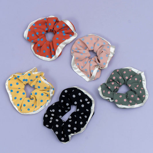 Polka Dot Satin Edge Scrunchie (1Dz) - UBKWS2575