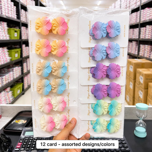 Korean flower matt hair claws (1Dz) - UBKWS2973