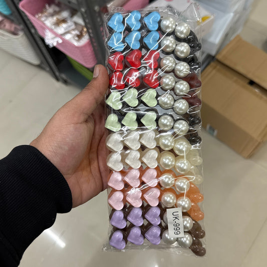 Heart & Pearl Banana Clip (12Pcs) - UBKWS1095