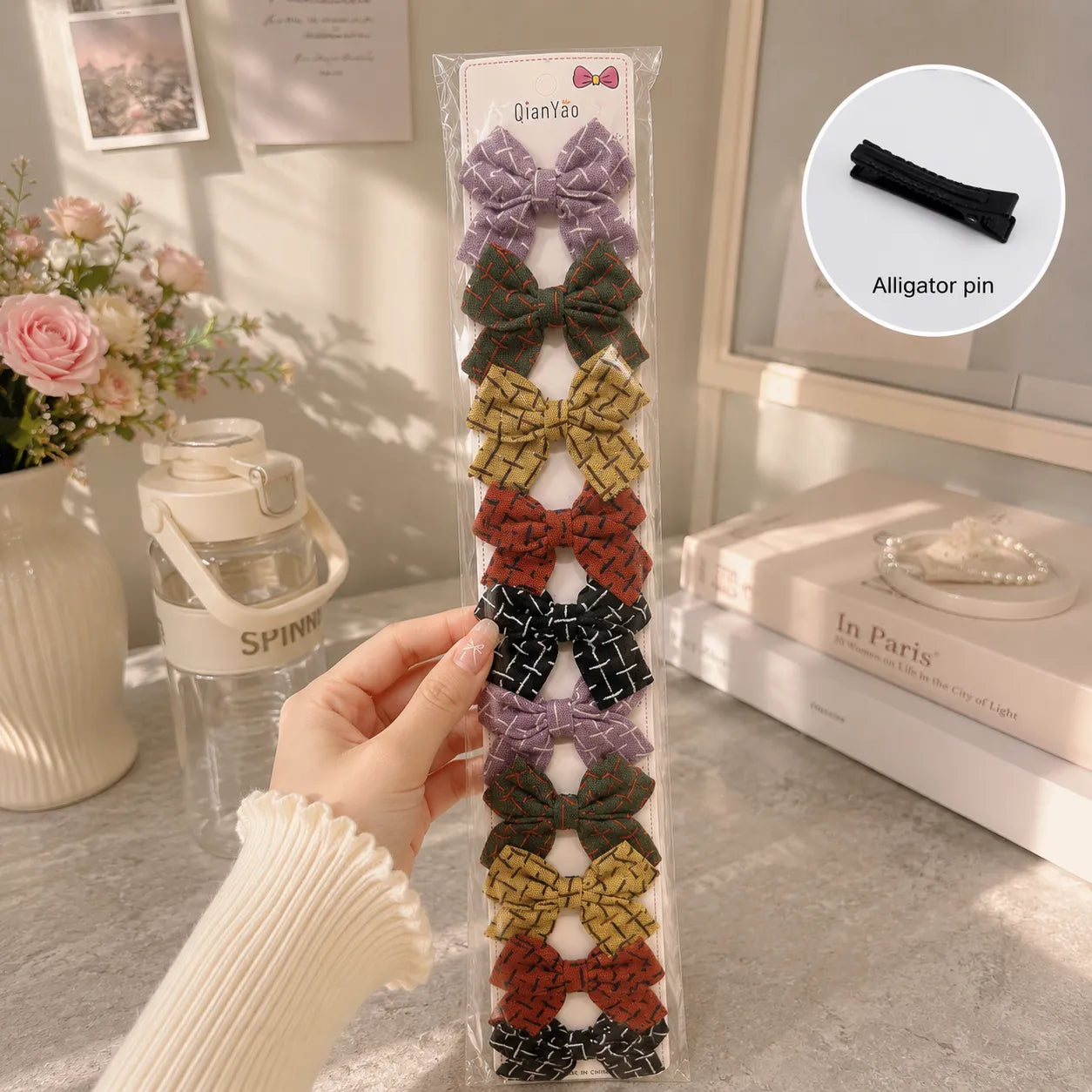 Printed hair bow (10 Pcs) - UBKWS0011-A