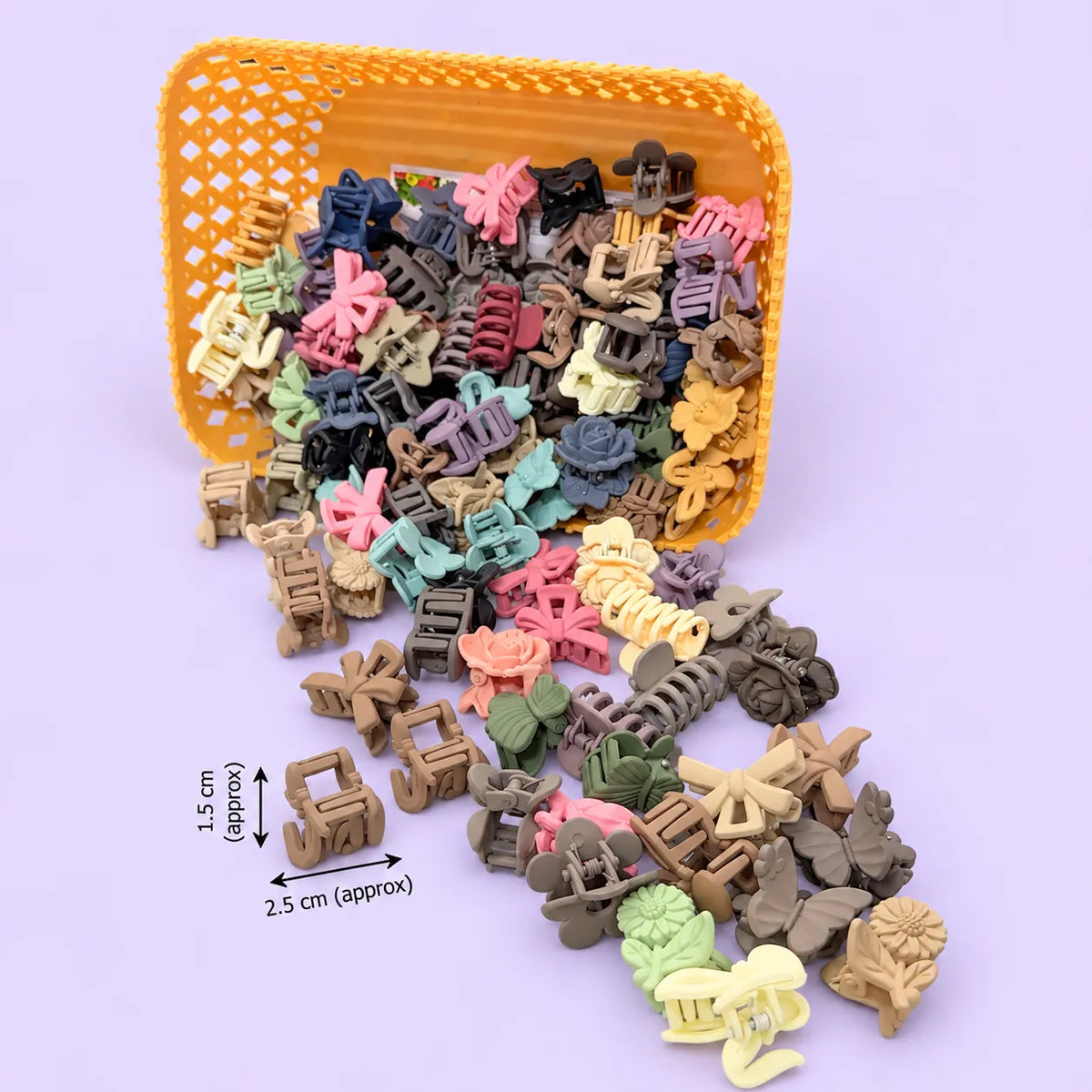 Mini matt hair claws with basket (12O pcs) - UBKWS4269