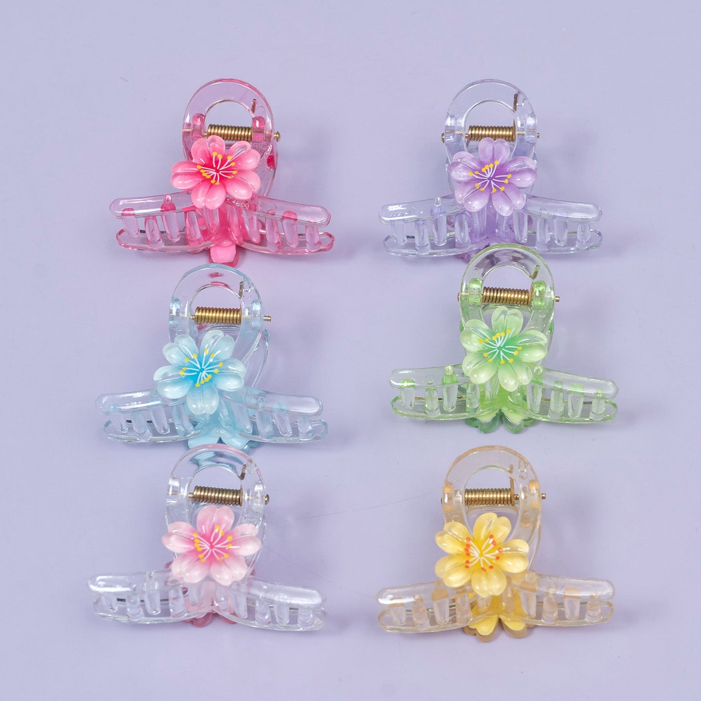 Transparent Floral Hair Claw (1Dz) - UBKWS2715