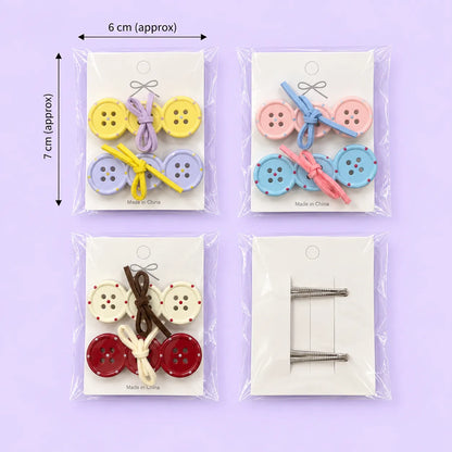 Korean buttons hair pins (1Dz) - UBKWS4223
