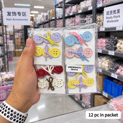 Korean buttons hair pins (1Dz) - UBKWS4223