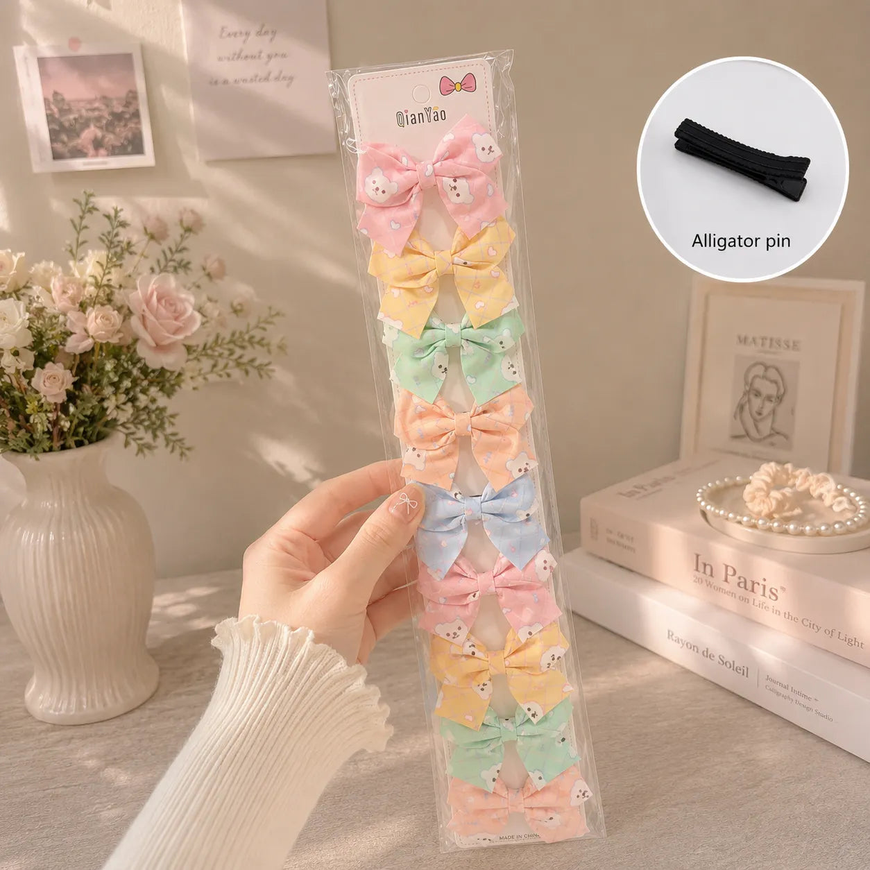 Printed hair bow (10 Pcs) - UBKWS0011-B