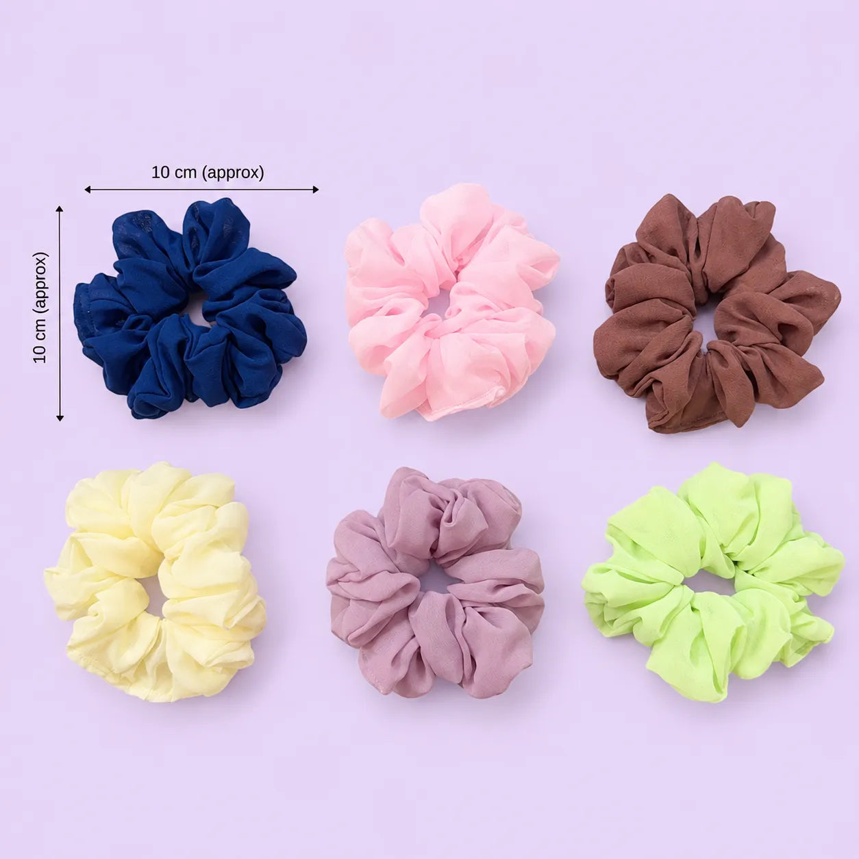 🇮🇳♥️ Hand made Georgette Scrunchies Set (1Dz)  - UBKWS4078