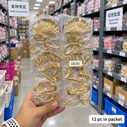 Korean metal hair claws (1Dz) - UBKWS4222