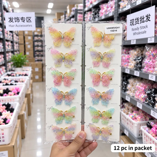 Butterfly alligator hair pins  (1Dz) - UBKWS4241