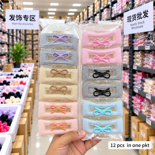 Striped Bow Hair Claw Clip (1Dz) - UBKWS4295