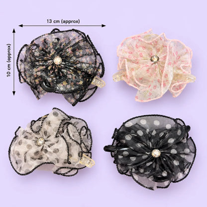 XL Organza Floral Hair Claw Clip (1Dz) – UBKWS4289