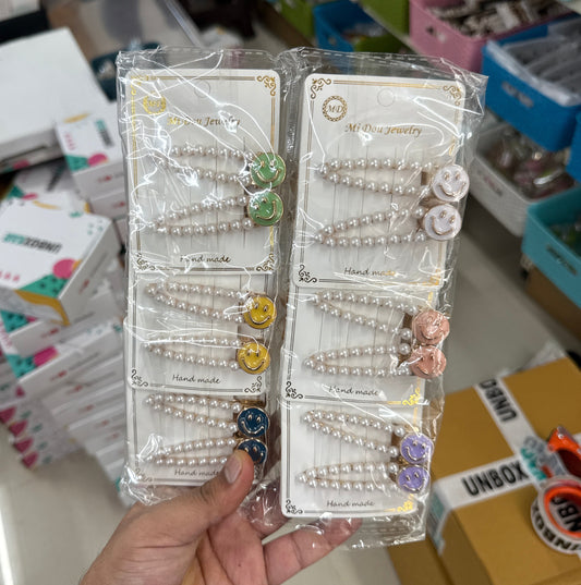Pearl Smiley Hair Pin Set (12 Sets) - UBKWS1184