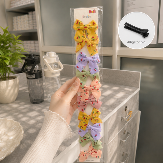 Printed hair bow (10 Pcs) - UBKWS2904