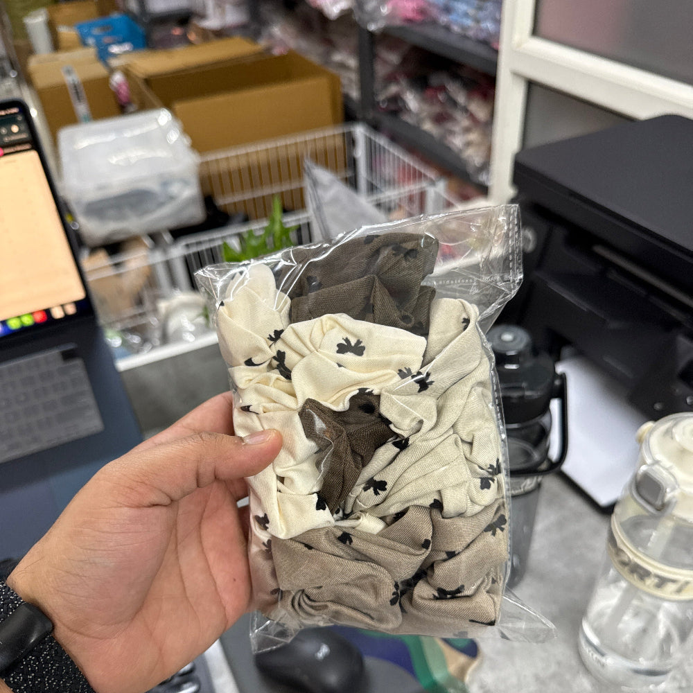 Mini Bow Print Scrunchie (1Dz) - UBKWS2495