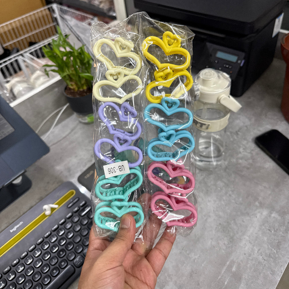 Matte Double Heart Hair Claw (1Dz) - UBKWS2419