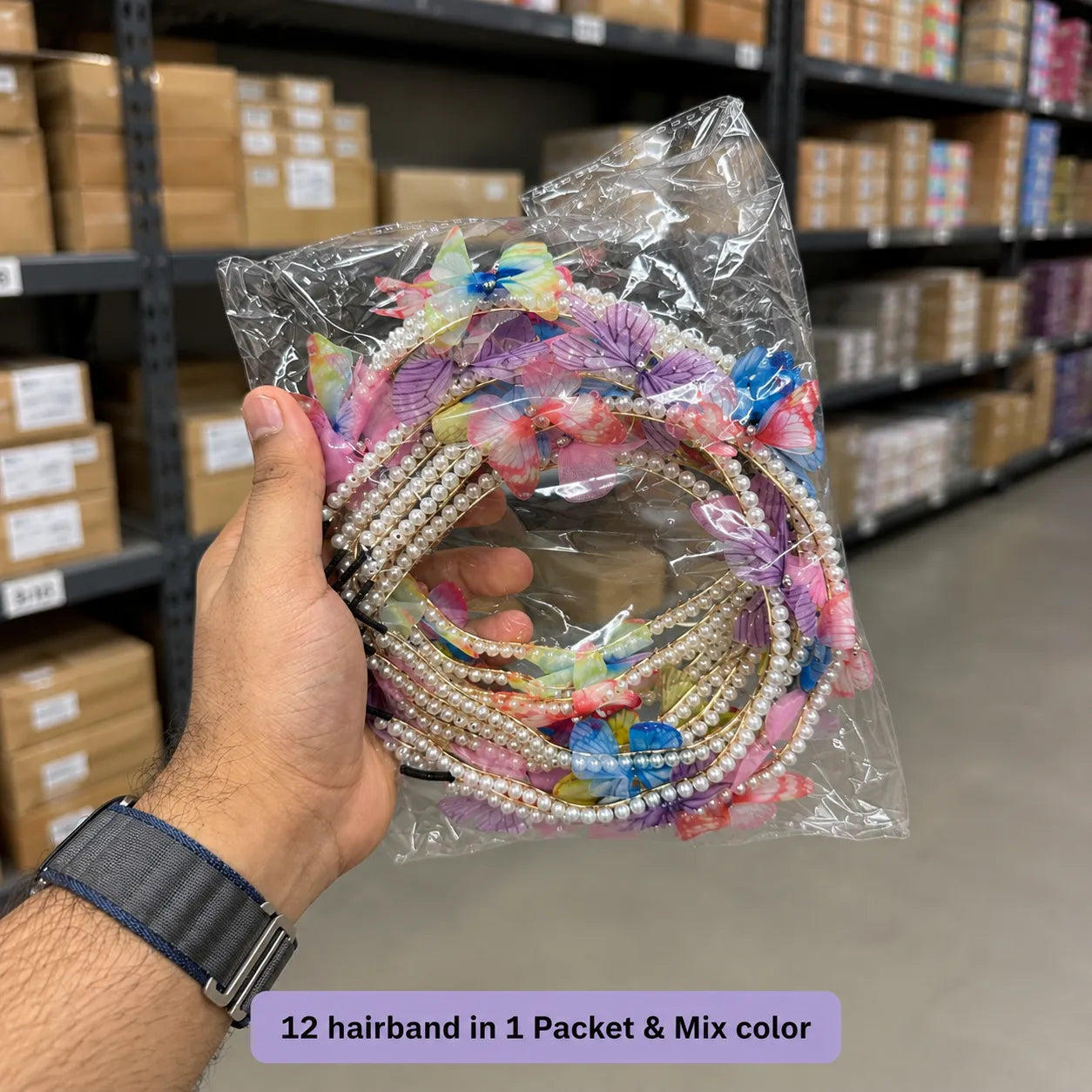 Butterfly pearl hairband (1Dz) - UBKWS462