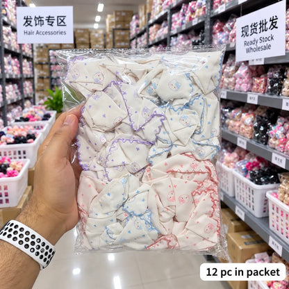 Korean printed hair scrunchies  (1Dz) - UBKWS4246