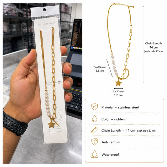 Star & pearl Necklace (1Pc) - UBKWS3012