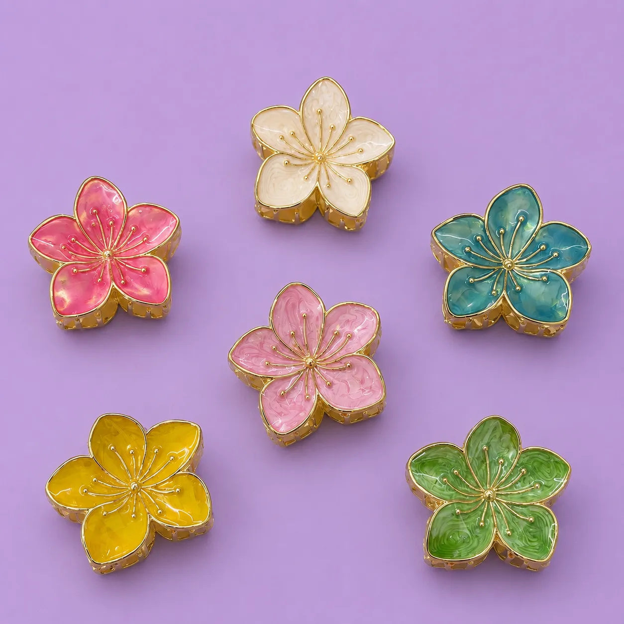 XL Premium flower metal hair claw (6Pcs) - UBKWS2804