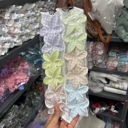 Glossy Gingham Floral Hair Claw (1Dz) - UBKWS2449