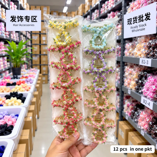 Floral Embroidered Hair Claw Clip (1Dz) – UBKWS4293