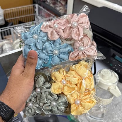 Satin Pearl Floral Hair Claw (1Dz) - UBKWS2451