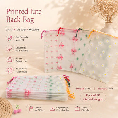 Printed Jute bag -  25x18cm (50Pcs)  - UBKWS4193