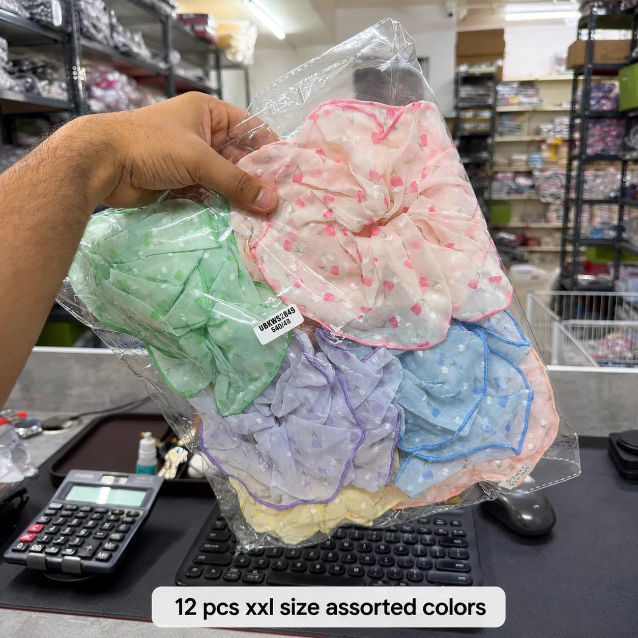 XXL Korean hair scrunchies (1Dz) - UBKWS2849