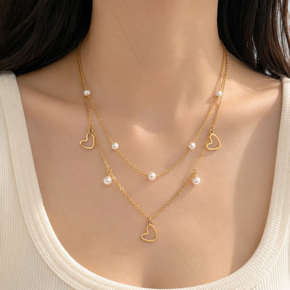 Heart double layered Necklace (1Pc) - UBKWS3006