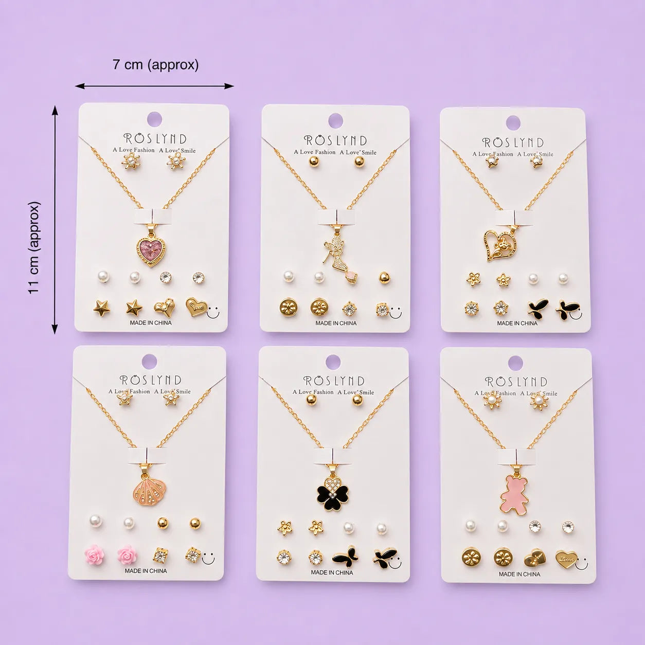 Korean earrings & necklace set (1Dz) - UBKWS4173