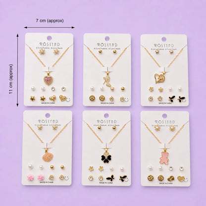 Korean earrings & necklace set (1Dz) - UBKWS4173