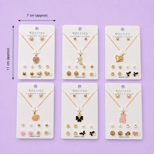 Korean earrings & necklace set (1Dz) - UBKWS4173