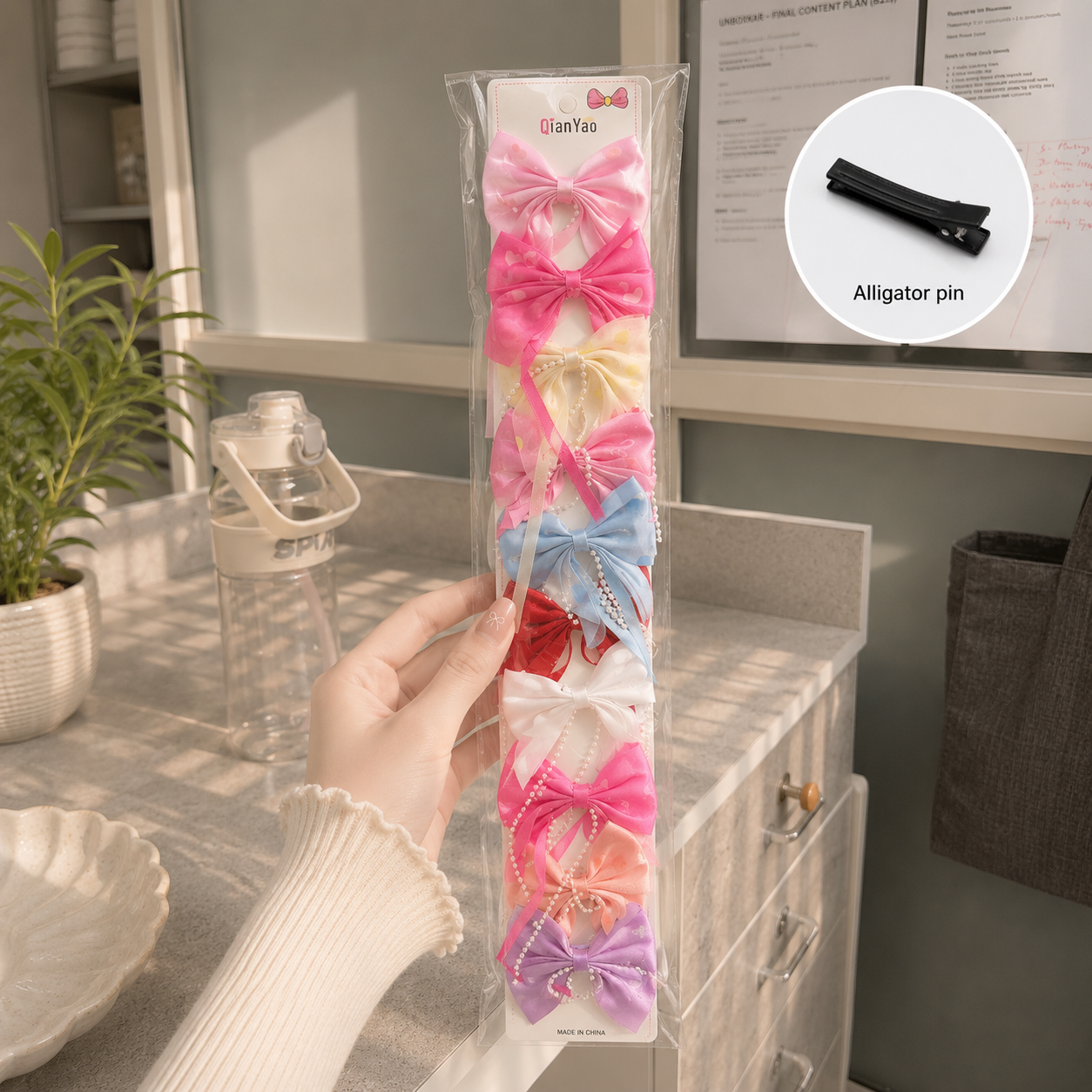 Printed hair bow (10 Pcs) - UBKWS2905