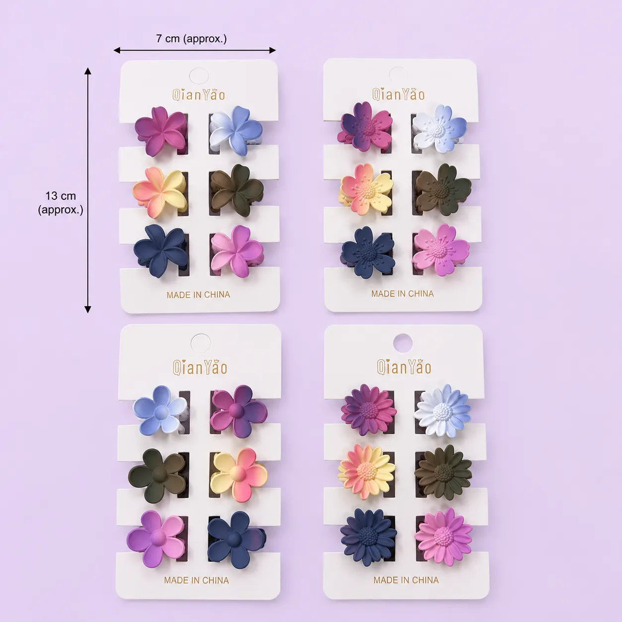 Mini gradient hair claws card (1Dz) - UBKWS2941
