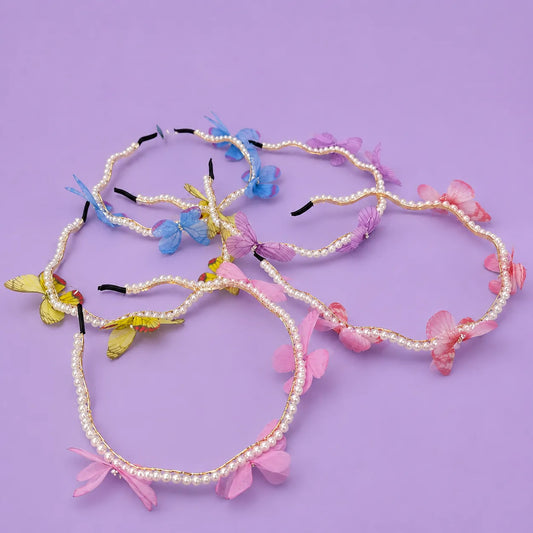 Butterfly pearl hairband (1Dz) - UBKWS462