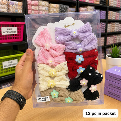 Korean crochet hair bow alligator pin (1Dz) - UBKWS4218