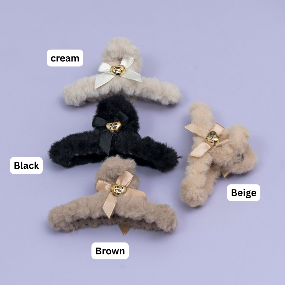 Fur Bow Hair Claw (1Dz) - UBKWS2541