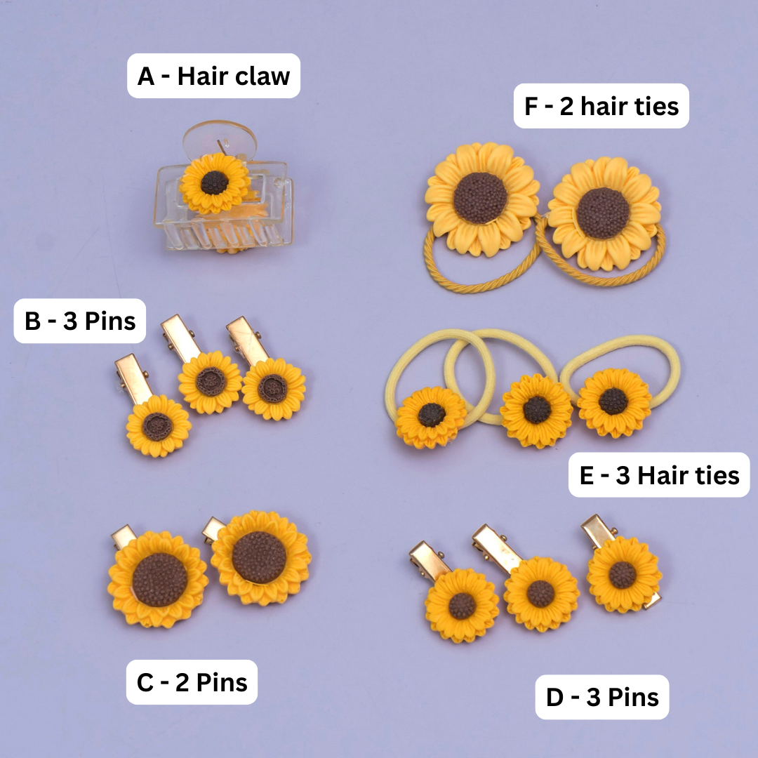 Sunflower Hair Accessories Set (10 Pair) - UBKWS2558
