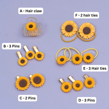 Sunflower Hair Accessories Set (10 Pair) - UBKWS2558
