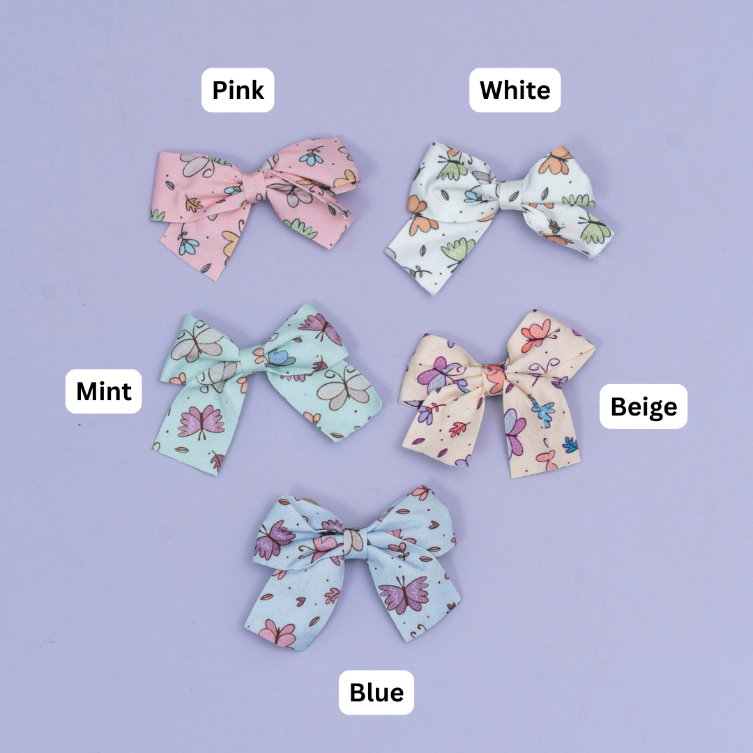 Floral Printed Bow Hair Clip (10Pcs) - UBKWS2565