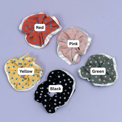 Polka Dot Satin Edge Scrunchie (1Dz) - UBKWS2575